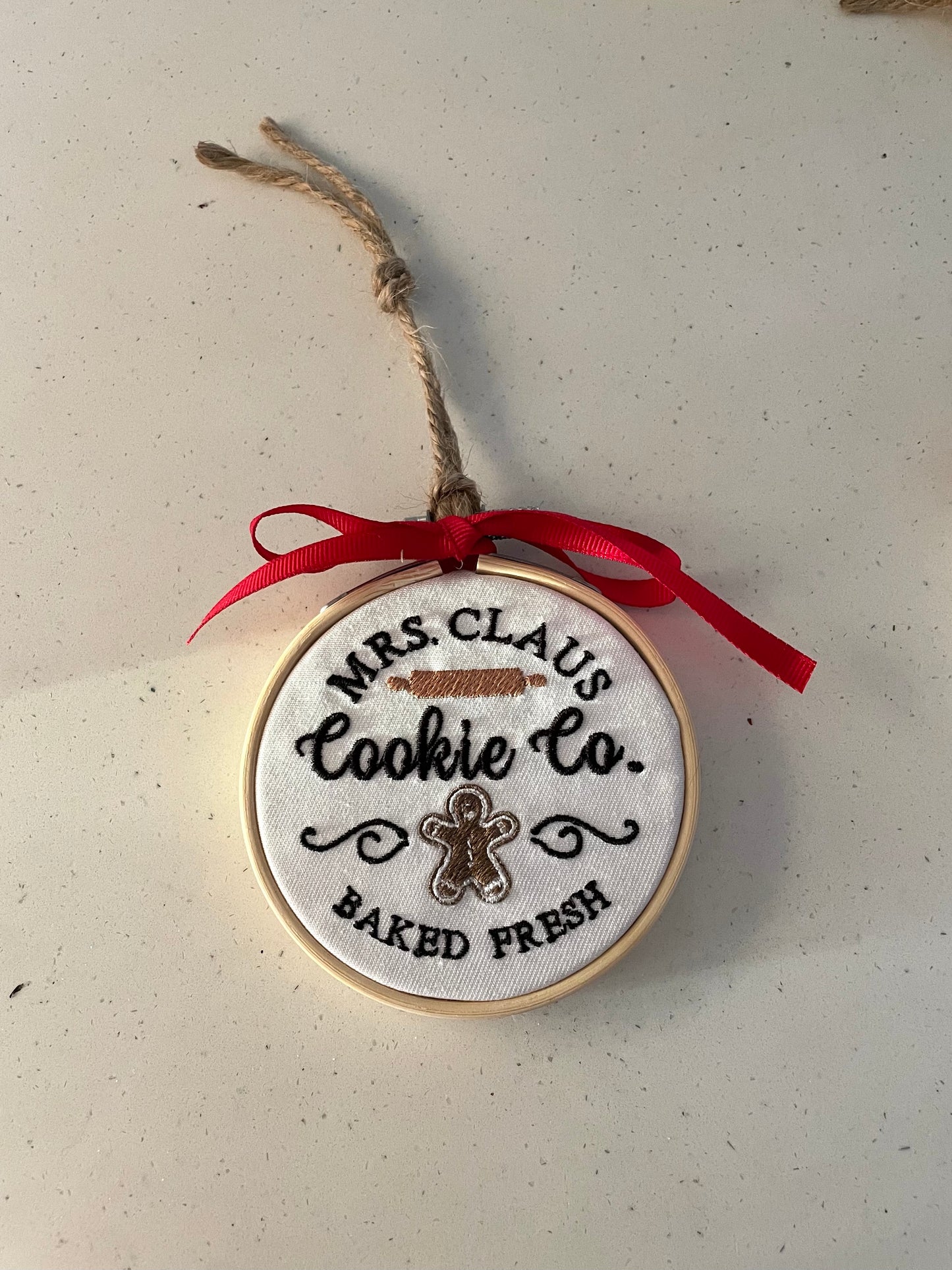 Embroidered Holiday Embroidery Hoop Ornament