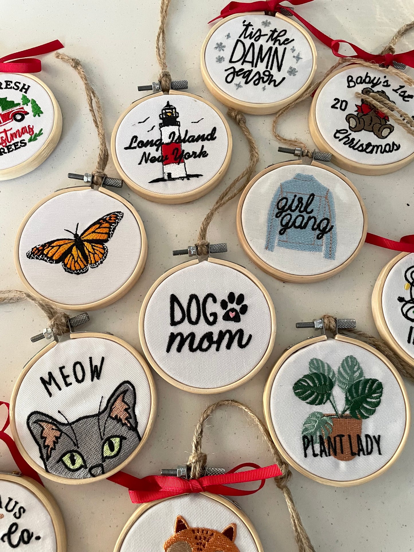 Embroidered Holiday Embroidery Hoop Ornament