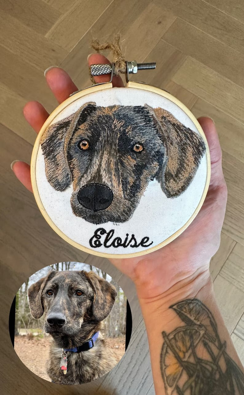 5-inch Custom Pet Embroidery Hoop/Pet Portrait Embroidery/Pet Memorial Embroidery/Embroidered Pet Portrait/Animal outlets Wall Decor