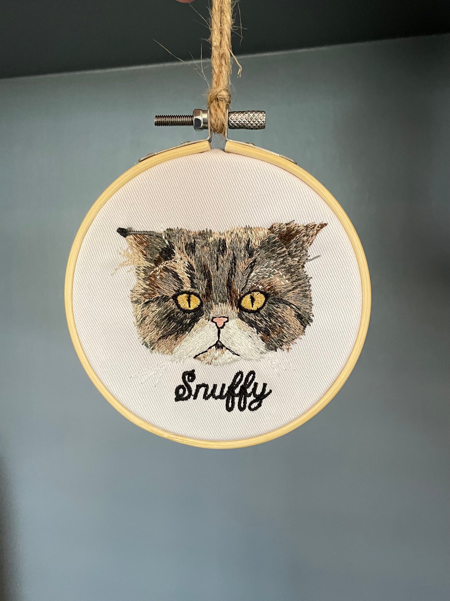 Custom Pet Portrait Embroidery Hoop Ornament