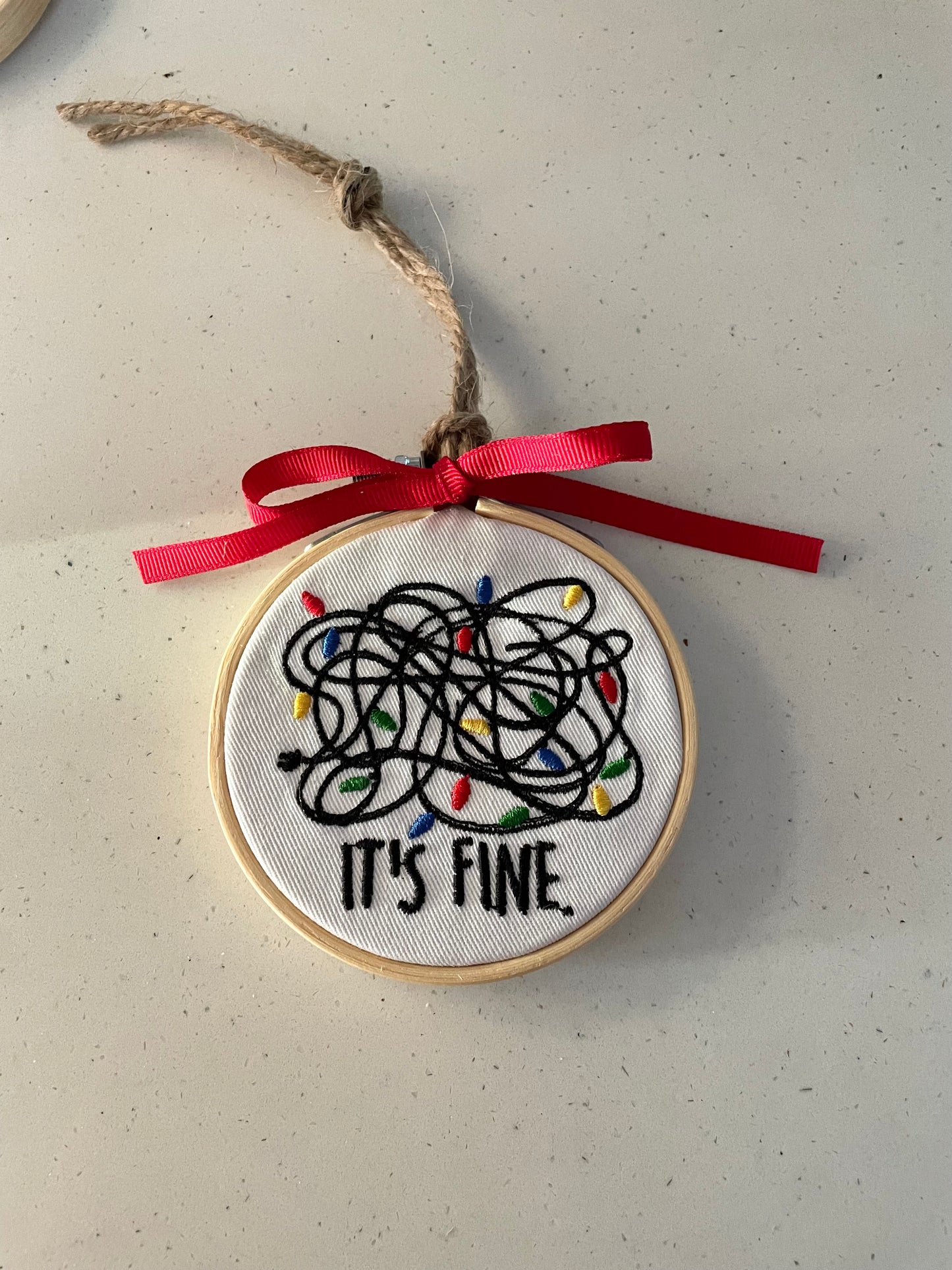 Embroidered Holiday Embroidery Hoop Ornament