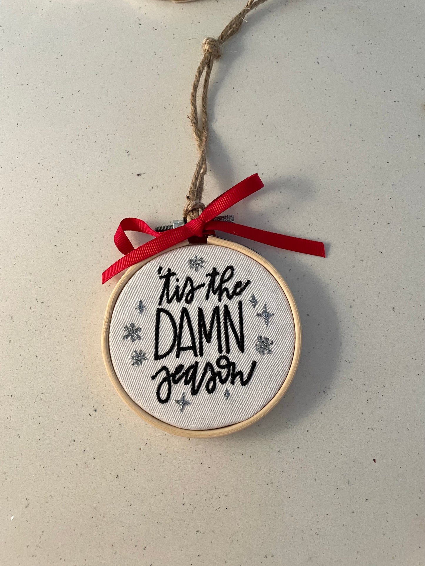 Embroidered Holiday Embroidery Hoop Ornament