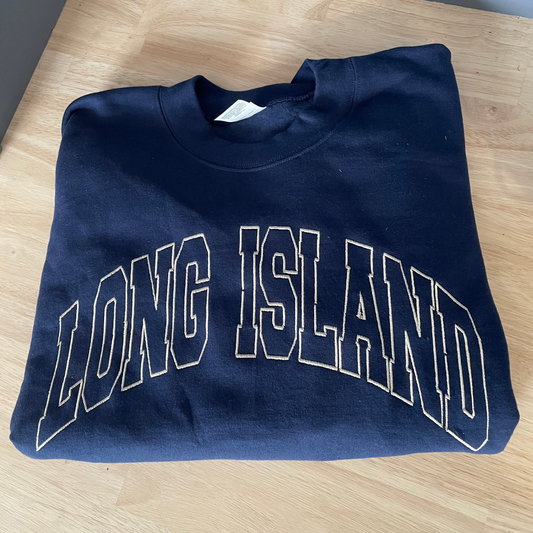 Unisex Long Island Navy Blue Crewneck