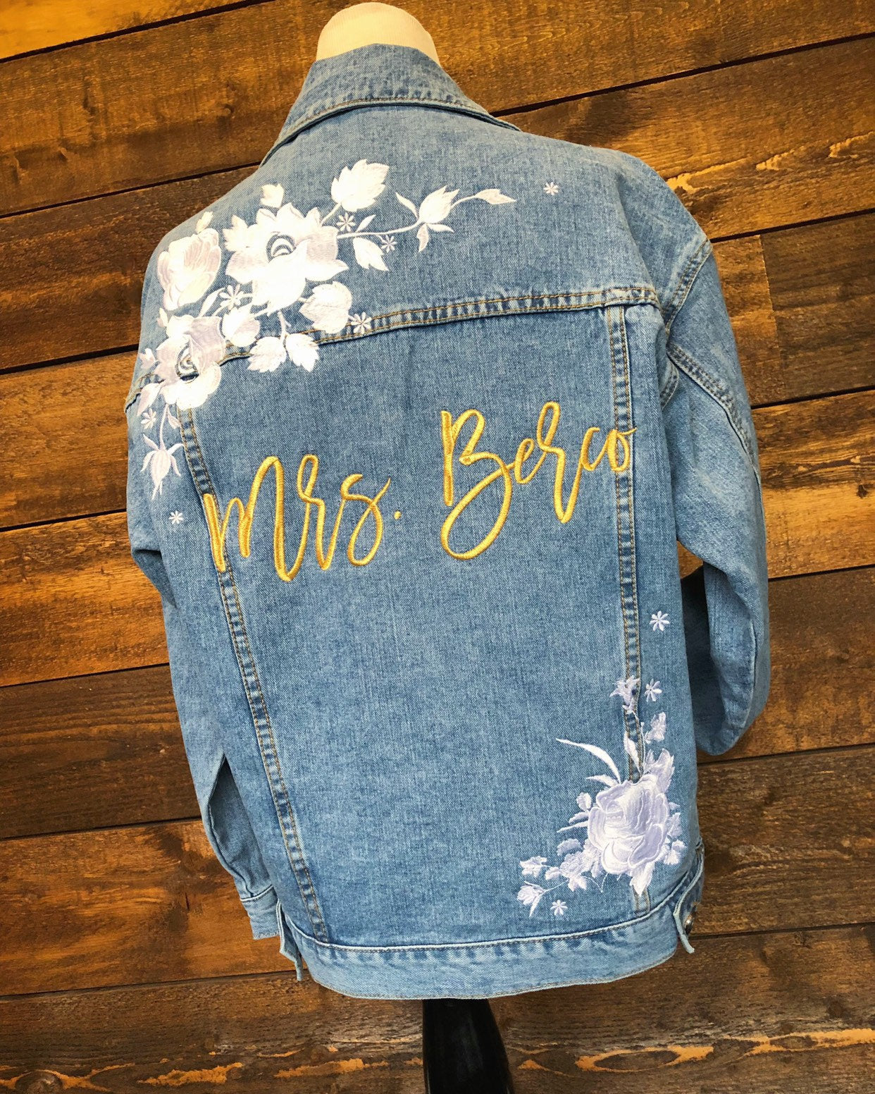 Custom White Floral Women's Relaxed Fit Denim Jacket – Dearly Threaded