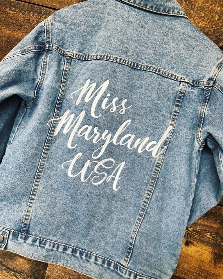 Denim jacket hot sale with writing