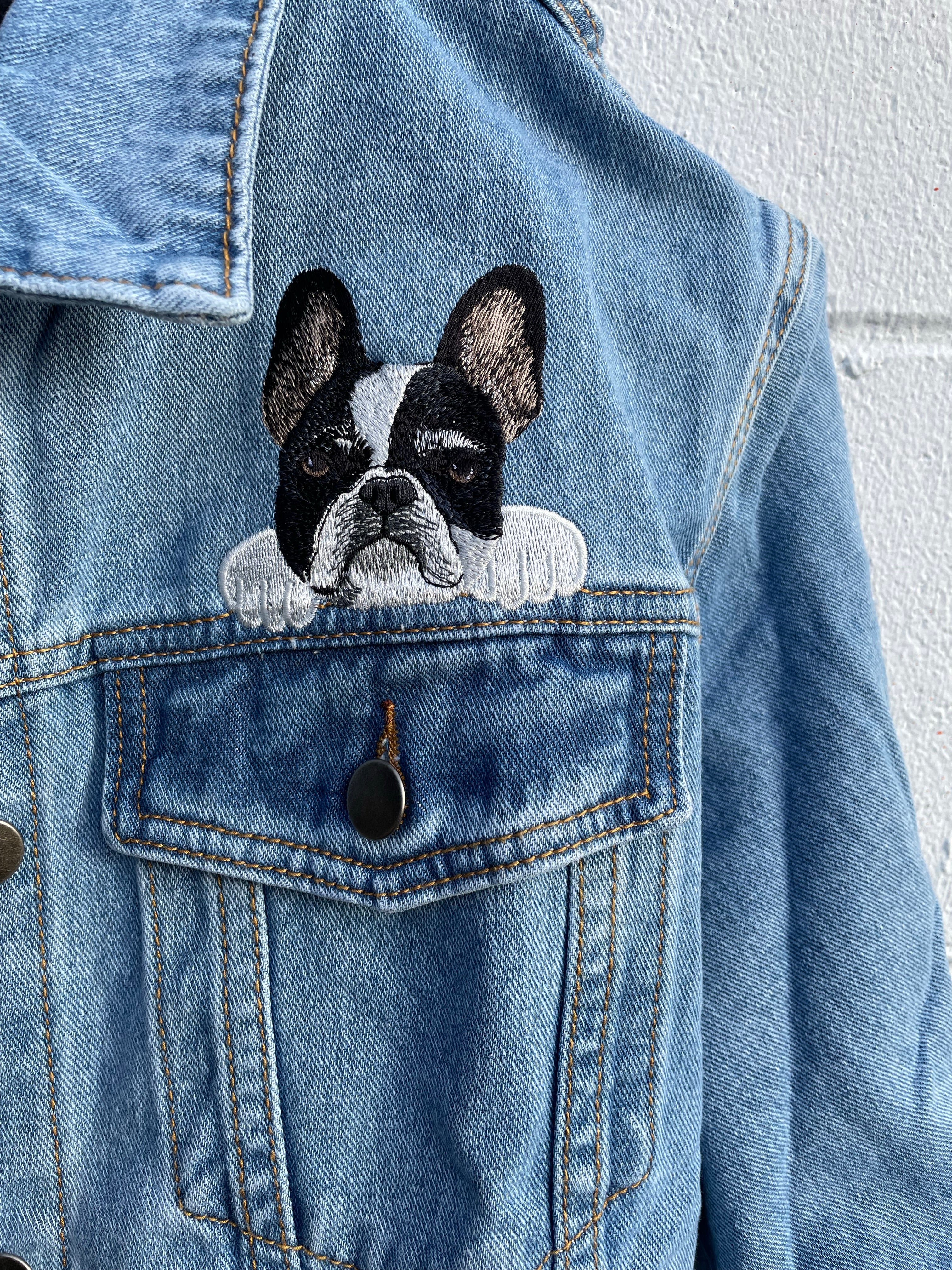 French bulldog hot sale denim jacket